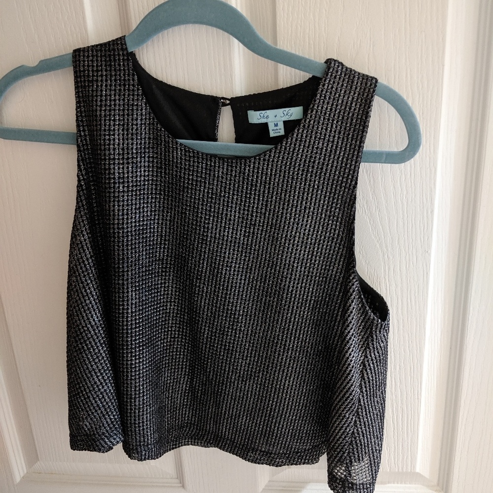 Black and Silver Crop Top